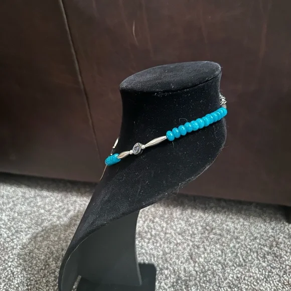 Hand Crafted Teal Quartz, Abalone Shell & Sterling Silver Necklace - Picture 2 of 3